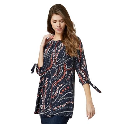 Navy floral print tunic